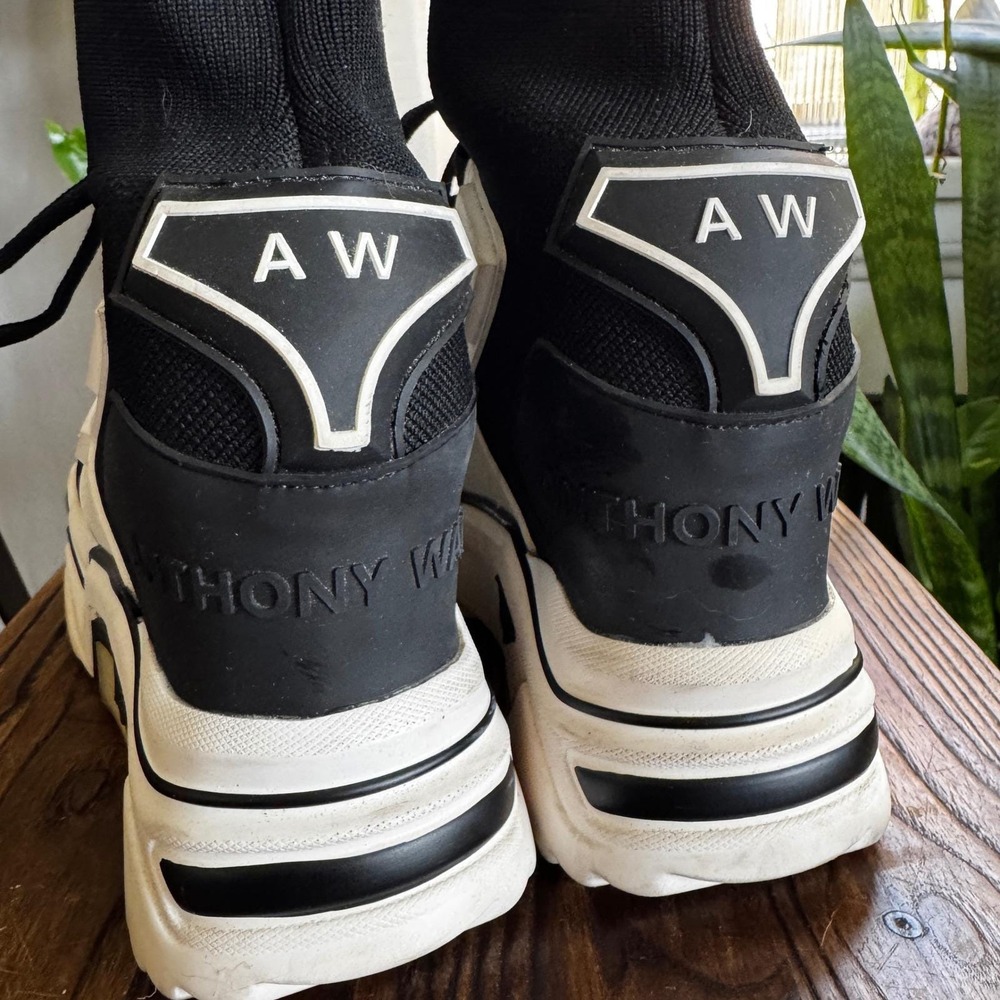 Anthony Wang Black White Chunky Sock Sneakers Platform Women's Size 9 - Picture 4 of 6